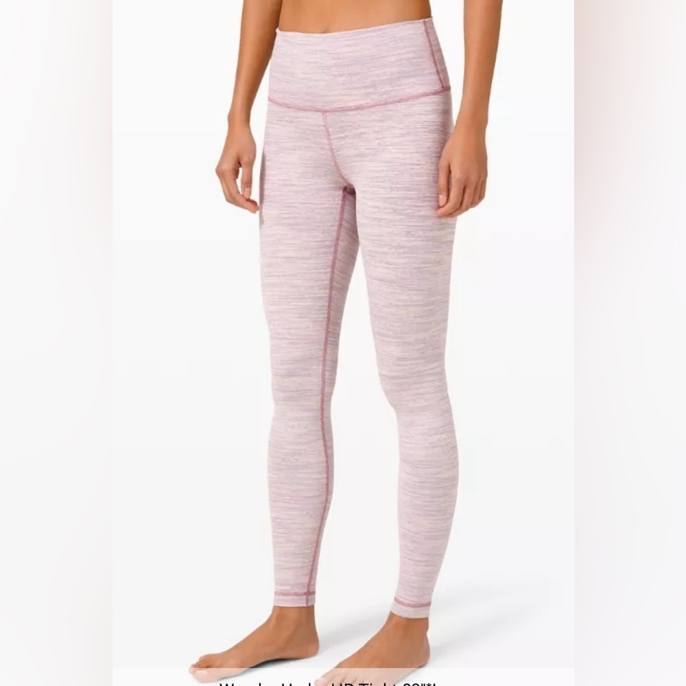 Lululemon Athletica Light Pink Heathered Leggings Wunder Under HR Tight